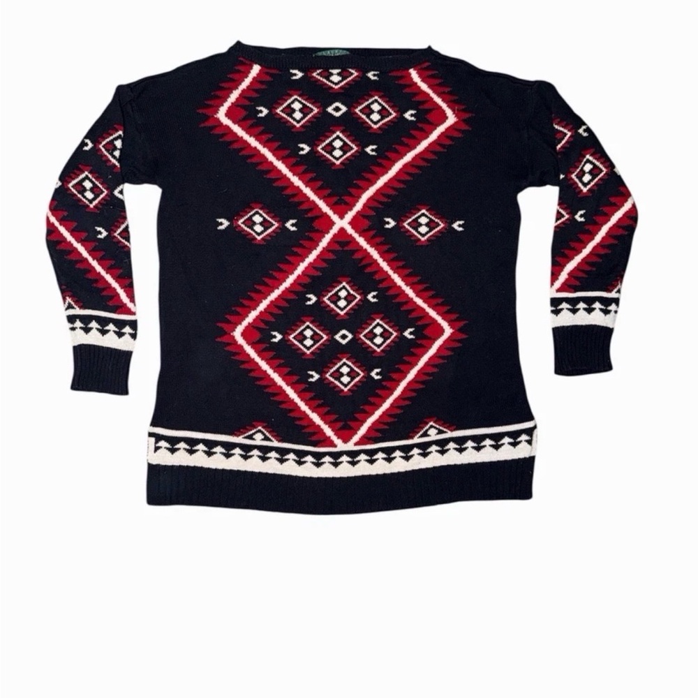 Ralph Lauren Red and White Knit Sweater